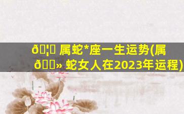 🦅 属蛇*
座一生运势(属 🌻 蛇女人在2023年运程)